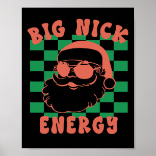 Retro Groovy Big Nick Santa Energy Christmas Xmas Poster