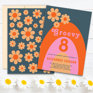 Retro Groovy Birthday Party Invitation