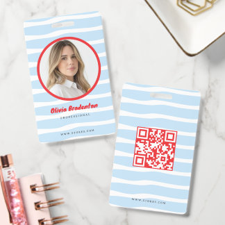 Retro groovy blue whimsical business ID badge