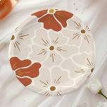 Retro Groovy Boho Baby in Bloom  Paper Plate<br><div class="desc">This disposable paper plate design features a beautiful groovy floral background in simple,  modern and minimal earthy tones.</div>