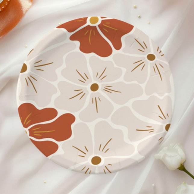 Retro Groovy Boho Baby in Bloom  Paper Plate (Creator Uploaded)