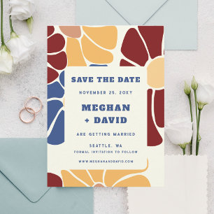 Retro Groovy Boho Chic Floral Save The Date Announcement Postcard