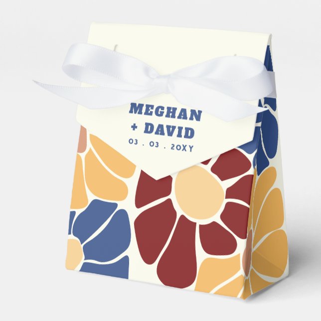 Retro Groovy Boho Chic Floral Wedding Favour Box (Front Side)