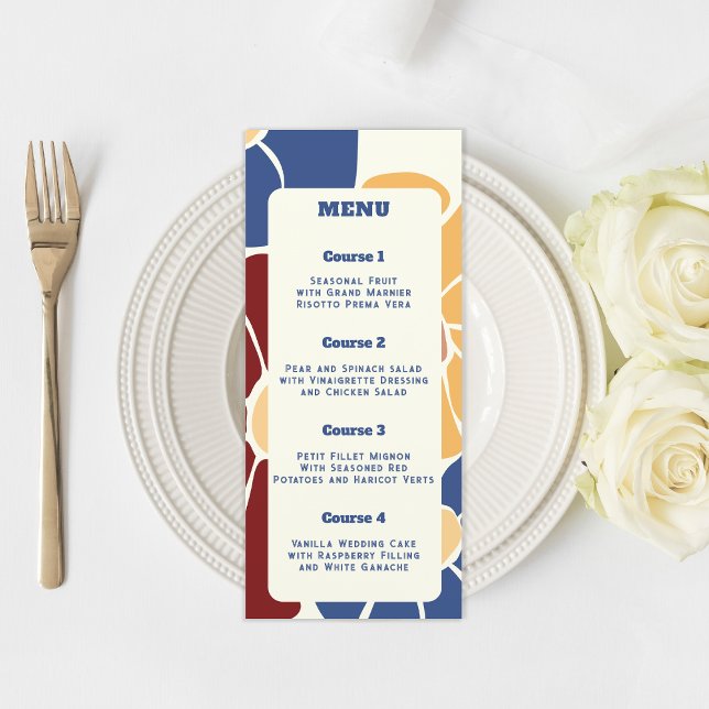 Retro Groovy Boho Chic Floral Wedding Menu (Retro Groovy Boho Chic Floral Wedding Menu)
