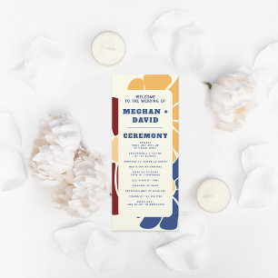 Retro Groovy Boho Chic Floral Wedding Program