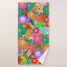 Retro Groovy Boho Hippie Flowers