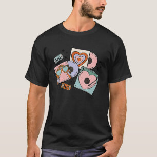 Retro Groovy Boho Rainbow Valentines Day Cute Hear T-Shirt