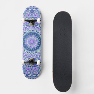 Retro Groovy Boho Trippy Hippie Jewel-Tone Mandala Skateboard