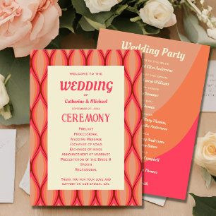 Retro Groovy Bold Typography Colourful 70's Weddin Program