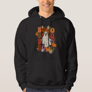 Retro Groovy Boo  Halloween Flower Pumpkin Ghost Hoodie