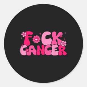 Retro Groovy Breast Cancer Awareness Classic Round Sticker
