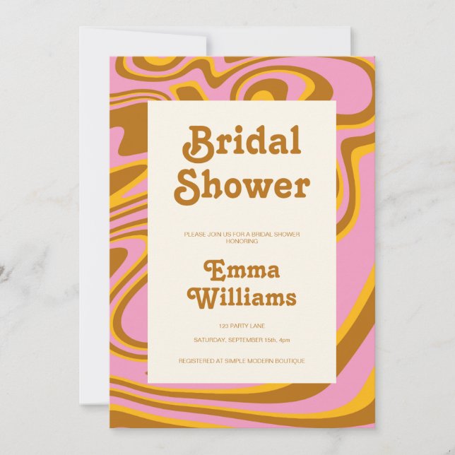 Retro Groovy Bridal Shower Invitation (Front)