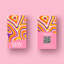 Retro Groovy Bright Pink QR Code Bold Boho Unique