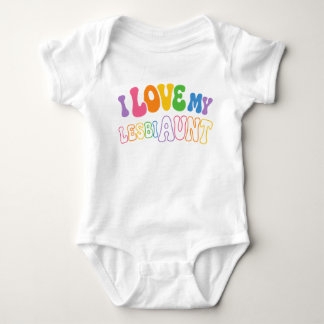 Retro groovy bubble-letter I Love my LesbiAunt Baby Bodysuit