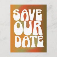 Retro Groovy Burnt Orange Modern 70s Save the Date