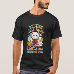 Retro Groovy Cat Reads Book Club Librarian Read Ba T-Shirt