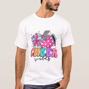 Retro Groovy Cheer Vibes Cheerleader Funny Cheerle T-Shirt