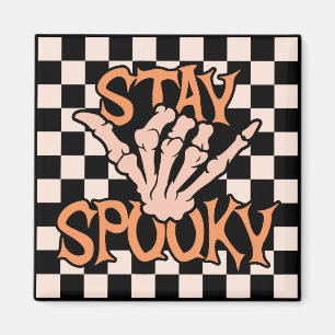 Retro Groovy Chequered Stay Spooky Halloween Magnet