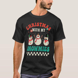 Retro Groovy Chillin' With My Snowmies Christmas H T-Shirt