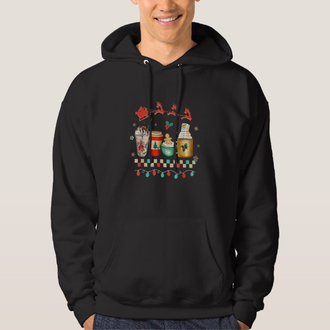 Retro Groovy Christmas Coffee Women Winter Cozy Xm Hoodie (Front)