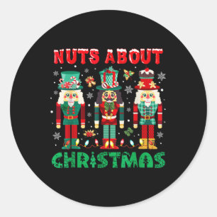 Retro Groovy Christmas Nuts About Christmas Nutcra Classic Round Sticker
