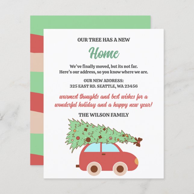 Retro Groovy Christmas Tree Car We've Moved Card (Front/Back)