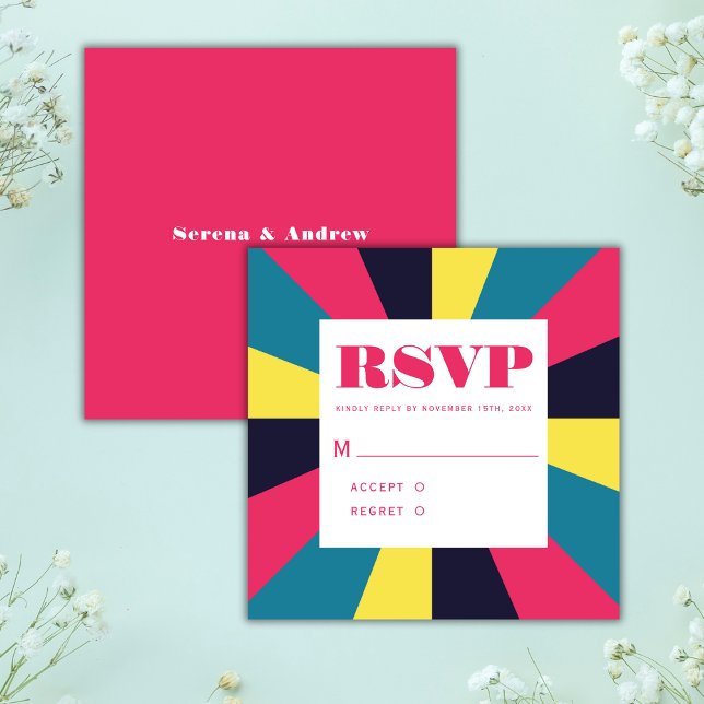 Retro Groovy Colourful Abstract Rainbow Wedding Enclosure Card (Creator Uploaded)