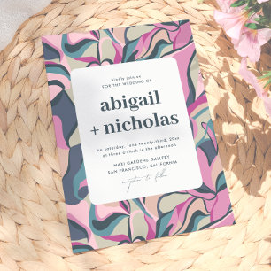 Retro Groovy Colourful Abstract Unique Wedding Invitation