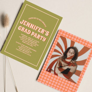 Retro Groovy Colourful High School Graduation Part Invitation