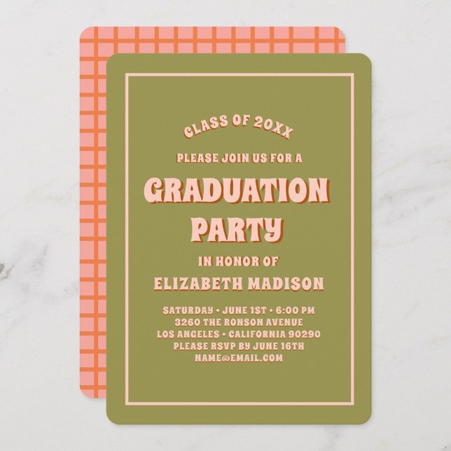 Retro Groovy Colourful High School Graduation Part Invitation (Creator Uploaded)