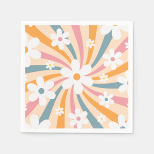 Retro Groovy Colourful Sunshine Daisy Floral Hippi Napkin