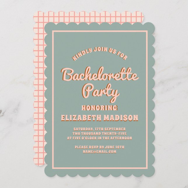 Retro Groovy Colourful Wavy Bachelorette Party Invitation (Creator Uploaded)