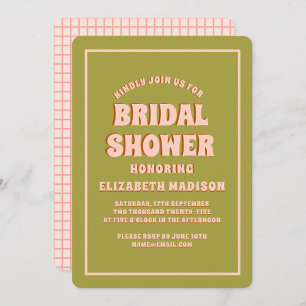 Retro Groovy Colourful Wavy Boho Bridal Shower Invitation