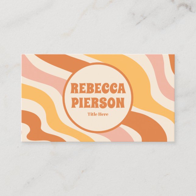 Retro Groovy Colourful Wavy Boho Qr Code Business Card (Front)