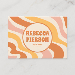 Retro Groovy Colourful Wavy Boho Qr Code Business Card