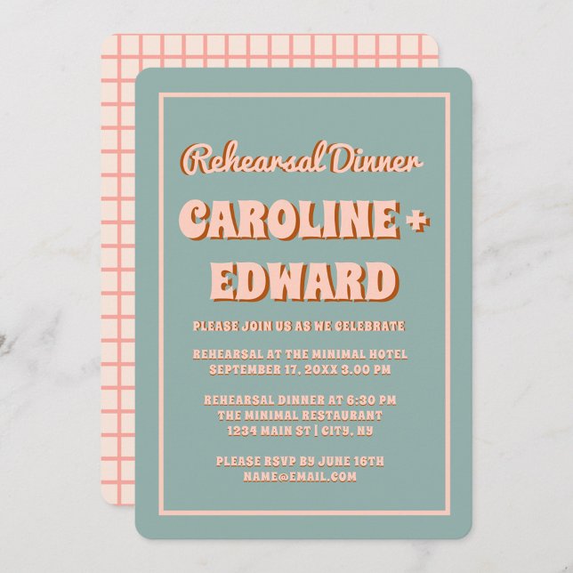 Retro Groovy Colourful Wavy Boho Rehearsal Dinner Invitation (Creator Uploaded)