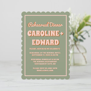 Retro Groovy Colourful Wavy Boho Rehearsal Dinner Invitation