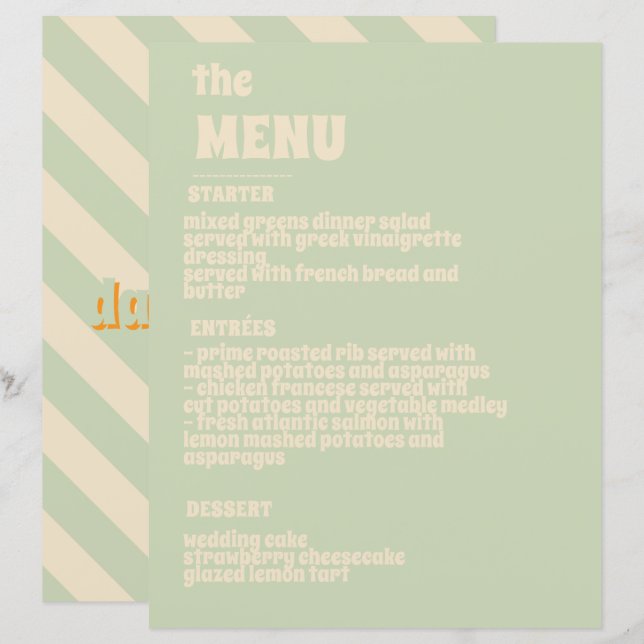 Retro Groovy Colourful Wavy Boho Wedding Menu (Front/Back)