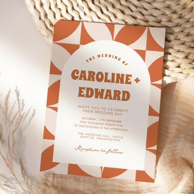 Retro Groovy Colourful Wavy Boho Wedding Qr Code Invitation (Creator Uploaded)