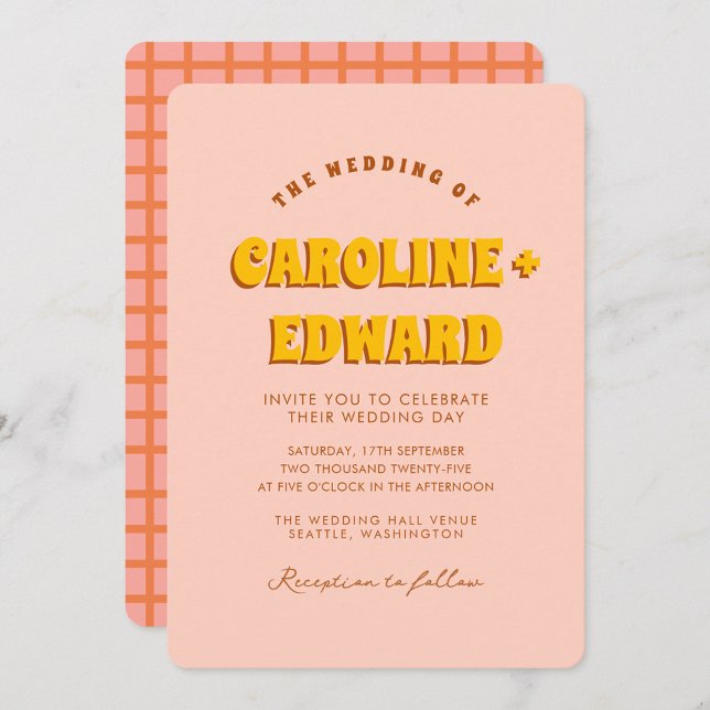 Retro Groovy Colourful Wavy Boho Wedding Qr Code Invitation (Creator Uploaded)