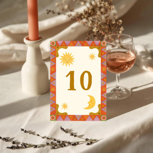 Retro Groovy Colourful Wavy Boho Wedding Table Num Table Number (Creator Uploaded)