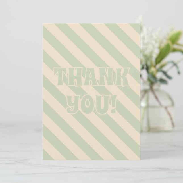 Retro Groovy Colourful Wavy Boho Wedding Thank You Card (Standing Front)