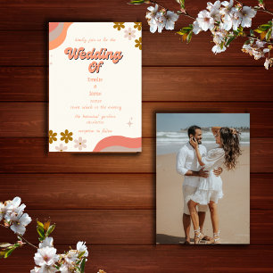 retro groovy colourful wedding invitation