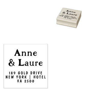 Retro Groovy Couple Names Chic Boho Return Address Rubber Stamp