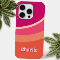 Retro Groovy Curve Pink Orange Personalised