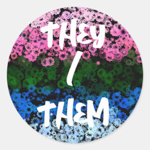 Retro Groovy Cute Floral Omniromantic Pride Flag Classic Round Sticker