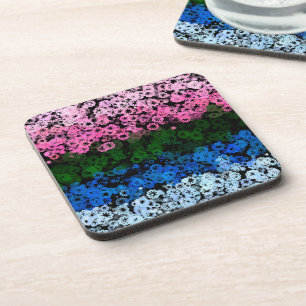 Retro Groovy Cute Floral Omniromantic Pride Flag Coaster