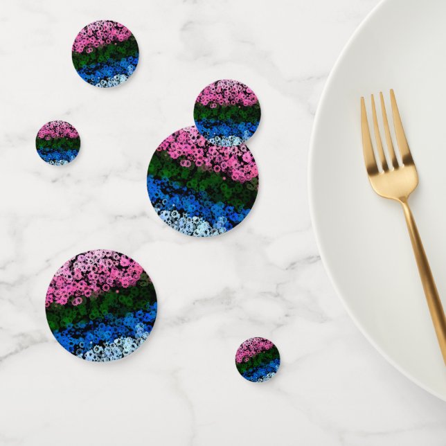 Retro Groovy Cute Floral Omniromantic Pride Flag Confetti (Group)