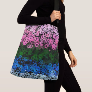 Retro Groovy Cute Floral Omniromantic Pride Flag Crossbody Bag