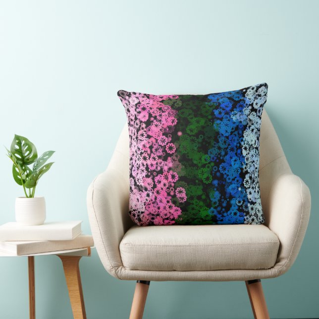 Retro Groovy Cute Floral Omniromantic Pride Flag Cushion (Chair)